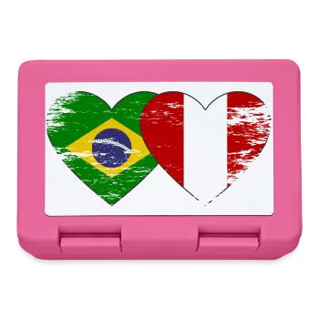 Brazil Peru Flag Hands Heart Shape Used - Lunchbox - pink - Front