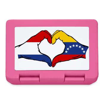 Holland Venezuela Flag Hands Heart Shape - Lunchbox - pink - Front