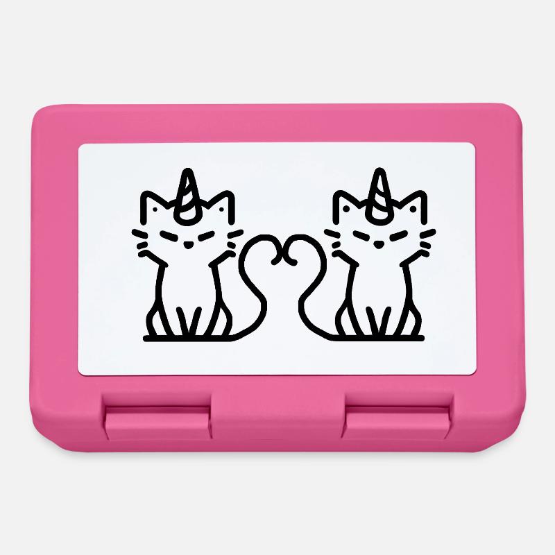 Katze-Einhörner verliebt - Brotdose - Pink