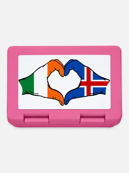 Irland Island Flagge Hände Herzform - Brotdose - Pink