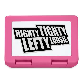 Logo DIY Drôle à droite Tighty Tighty Lefty - Boîte à goûter - rose - Devant