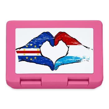 Kap Verde Luxemburg Flagge Hände Herzform used - Brotdose - Pink - Vorne