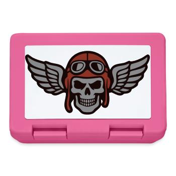Logo de l’aile de crâne de motard - Boîte à goûter - rose - Devant
