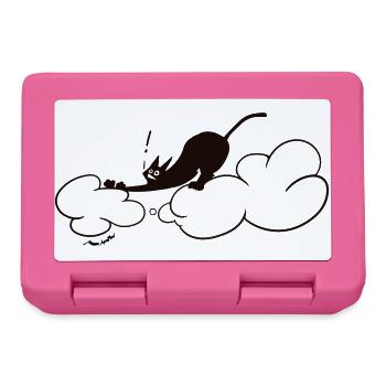 Niedliche schwarze Katze auf Wolken – minimale Katzenillustration - Brotdose - Pink - Vorne