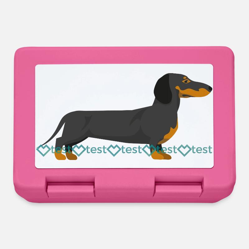 Dachshund silhouette with watermark pattern - Lunchbox - pink