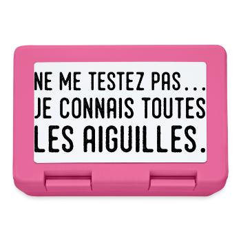 Ne me testez pas… je connais toutes les aiguilles - Boîte à goûter - rose - Devant