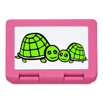 2 Turtles Mom Dad Child Family Love Cute - Lunchbox - pink - Front