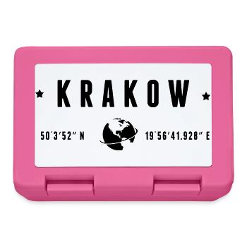 Krakauer GPS-Koordinaten Globe Moderne Typografie - Brotdose - Pink - Vorne