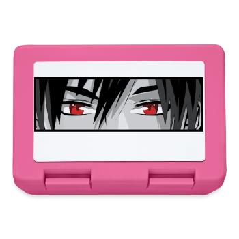 Roter Blick Anime Augen im Schwarzweiß - Brotdose - Pink - Vorne