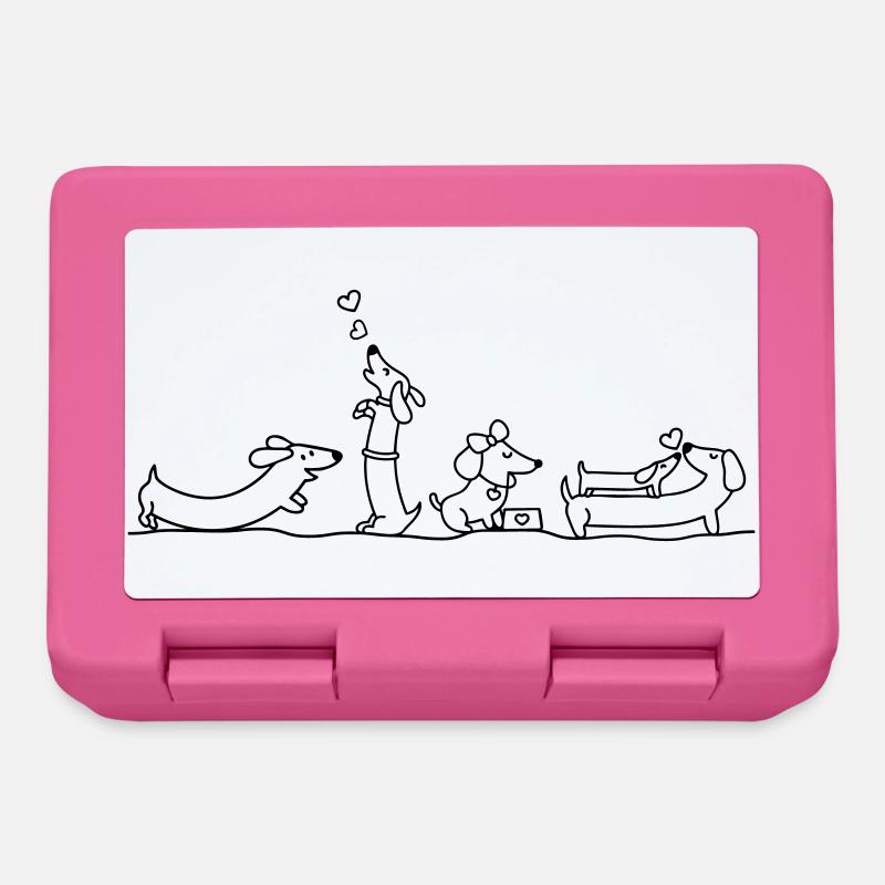 Liebevolle Dackelillustration - Brotdose - Pink