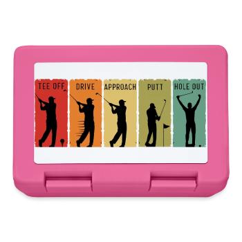 Retro Golf Steps Abschlag Drive, Putt Loch Out - Brotdose - Pink - Vorne