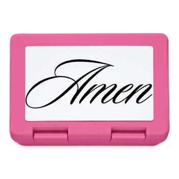 Amen Cursive Calligraphy Faith Quote Design - Lunchbox - pink - Front