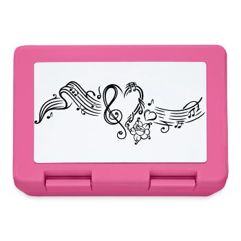Notenblatt mit Musiknoten, music, notes, clef - Brotdose - Pink - Vorne