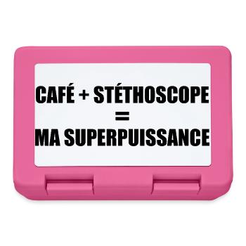 Café + stéthoscope = ma superpuissance - Boîte à goûter - rose - Devant