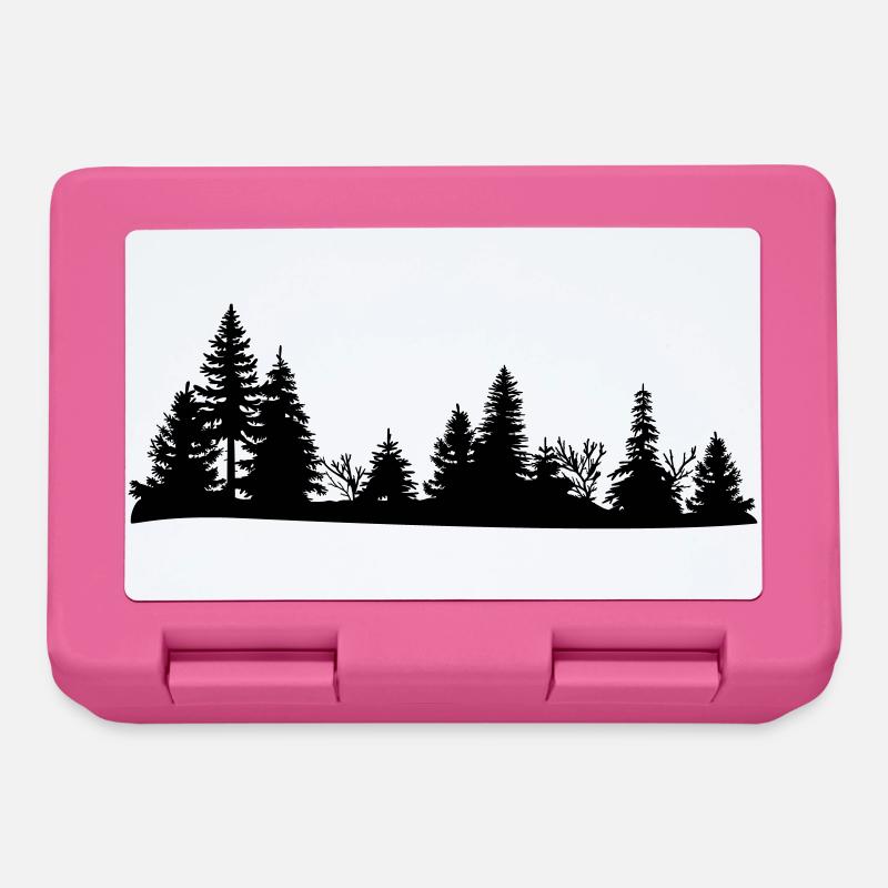 Black silhouette of a forest - Lunchbox - pink