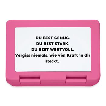 Du bist genug – Du bist stark – Du bist wertvoll | - Brotdose - Pink - Vorne