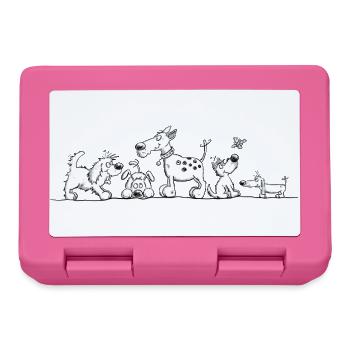 Motif de chien drôle avec chiens de dessins animés - Boîte à goûter - rose - Devant