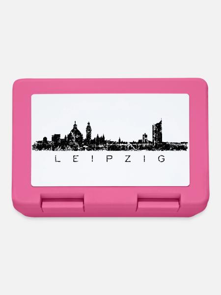 Leipzig Skyline Panorama (Vintage/Schwarz) - Brotdose - Pink