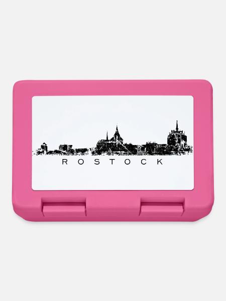 Rostocker Skyline (Vintage Schwarz) Rostock - Brotdose - Pink