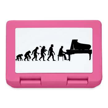 Retro Klavierspieler Evolution Pianist mit Piano - Brotdose - Pink - Vorne