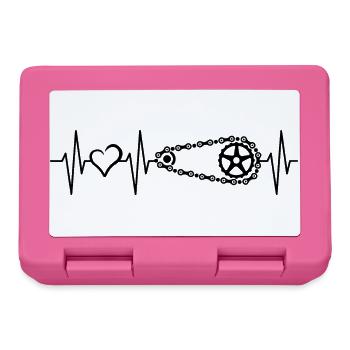 Heartbeat Bicycle Love Bicycle Chain Pulse Logo - Lunchbox - pink - Front