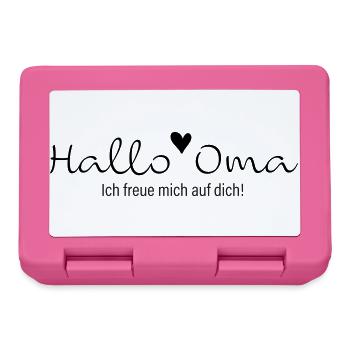 Hallo Oma, ich freue mich auf dich - Brotdose - Pink - Vorne