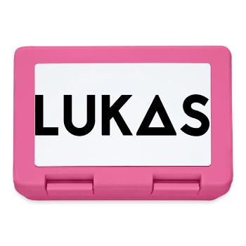 Prénom Lukas - Boîte à goûter - rose - Devant