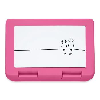 Katze Katzen Katzenpaar Paar Geschenkidee - Brotdose - Pink - Vorne