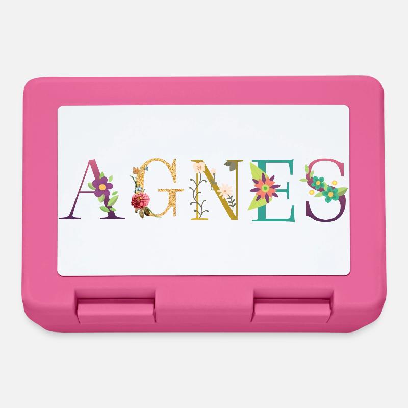 AGNES name decorated with flowers - Lunchbox - pink