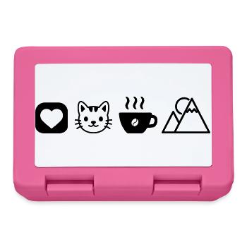 Simple Hobby Icons Cats Coffee Mountains Love - Lunchbox - pink - Front