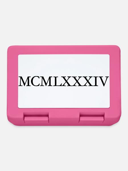 MCMLXXXIV (Schwarz) Jahrgang 1984 Geburtstag - Brotdose - Pink