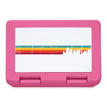 Retro Skyline Sunset Stripes - Lunchbox - pink - Front