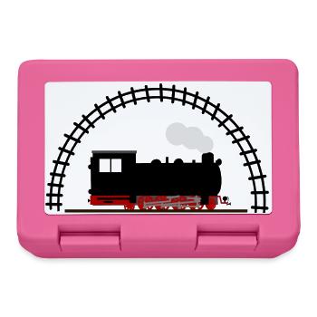 Dampflok Schiene Eisenbahn - Brotdose - Pink - Vorne