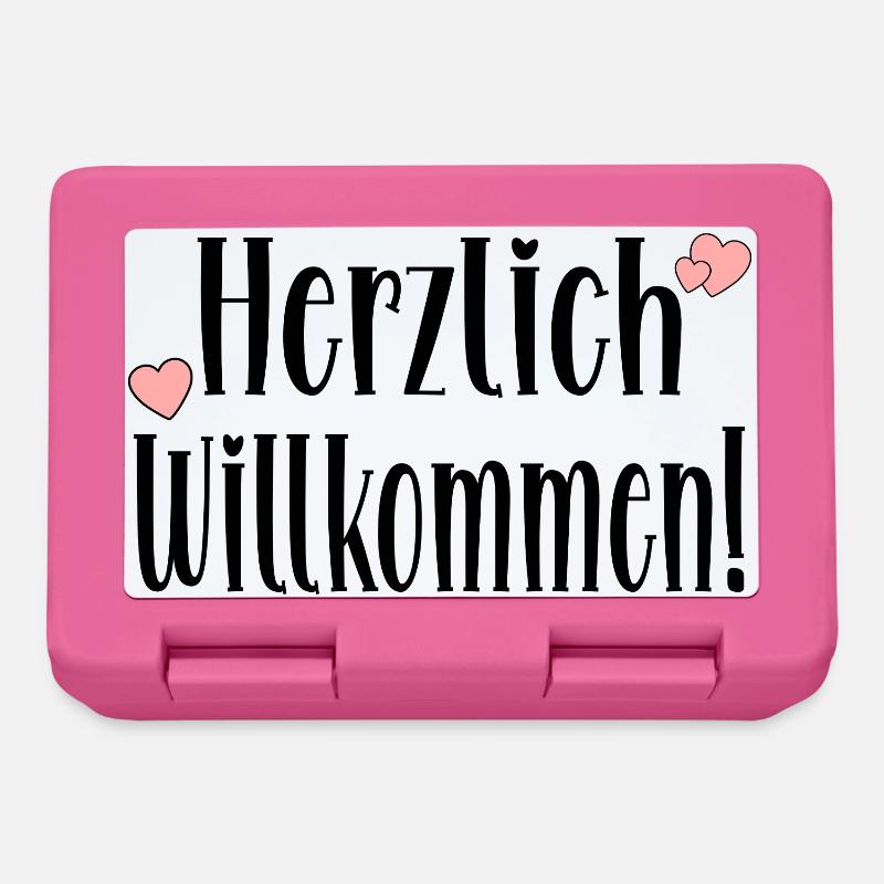 Herzlich Willkommen Sprüche - Geschenke - Brotdose - Pink