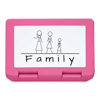 Famille de figurines en bâton - Boîte à goûter - rose - Devant