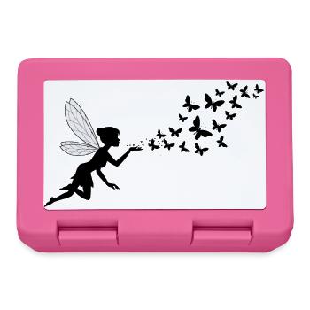 Schmetterlingdesign Pusteblumen Wiese Herzen Feen - Brotdose - Pink - Vorne