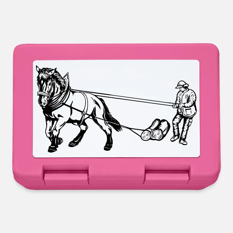 Holzrücker mit Pferd - Brotdose - Pink