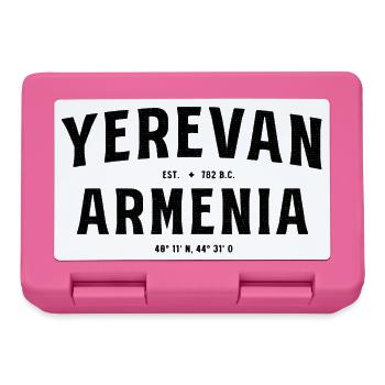 Yerevan Armenien Design mit Gründungsjahr und Koor - Brotdose - Pink - Vorne
