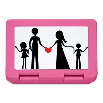 Family of four persons, boy and girl, silhouettes - Lunchbox - pink - Front