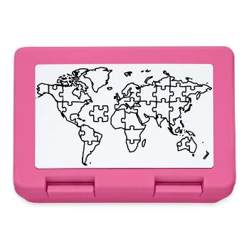  Weltkarte Puzzle Erde Global - Brotdose - Pink - Vorne