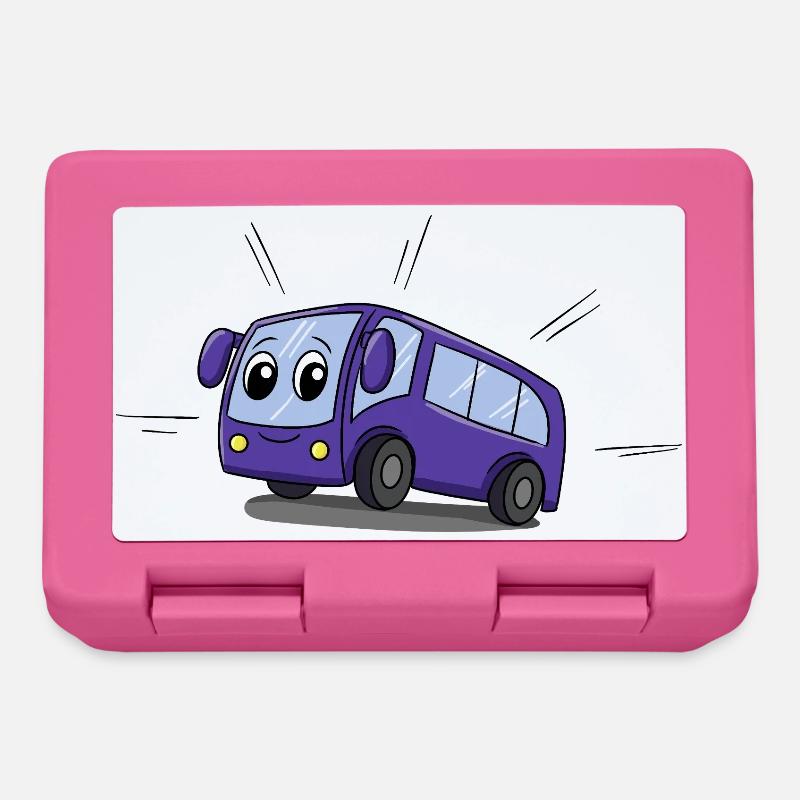 Bus Cartoon Violet Minibus Joyeux - Boîte à goûter - rose