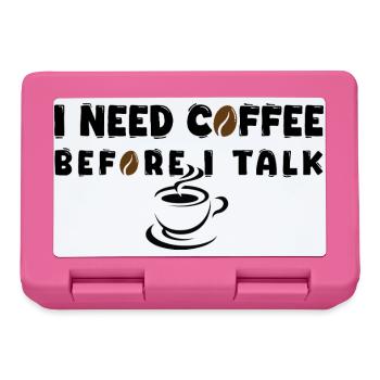 I Need Coffee Before I Talk Funny Coffee Lover Gif - Lunchbox - pink - Front