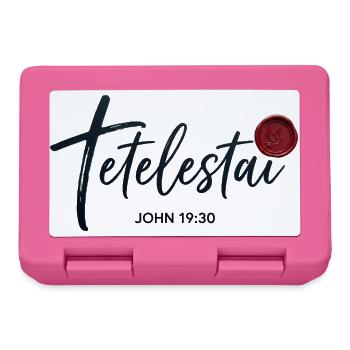 Tetelestai - John 19:30 - Kalligrafie Kreuz - Brotdose - Pink - Vorne
