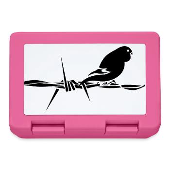 Black Graphic Wellensittich – Schwarzer Vogel - Brotdose - Pink - Vorne
