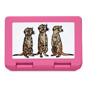 Niedliches, handgezeichnetes Erdmännchen-Trio-Design - Brotdose - Pink - Vorne