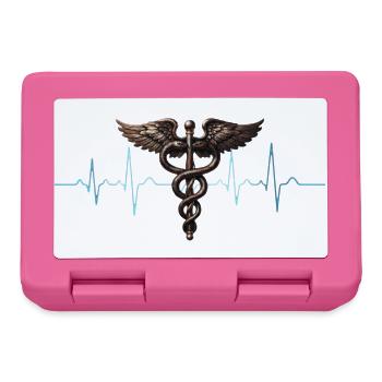 Flügel-Caduceus Herzschlag Design - Brotdose - Pink - Vorne