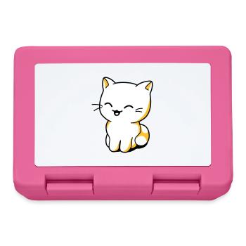 Chat kawaii rieur - Boîte à goûter - rose - Devant