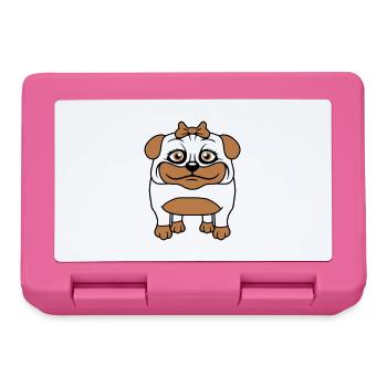 chien carlin fille jolie arc femme femme - Boîte à goûter - rose - Devant