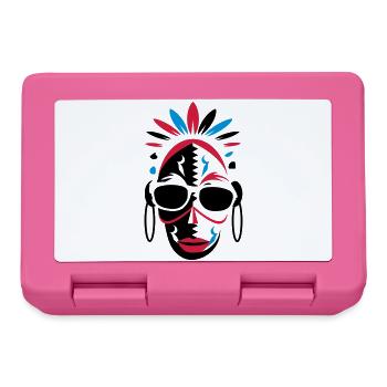 Un masque africain avec des lunettes de soleil - Boîte à goûter - rose - Devant