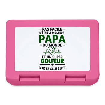 Cœur + Golf – Super Papa Golfeur - Boîte à goûter - rose - Devant
